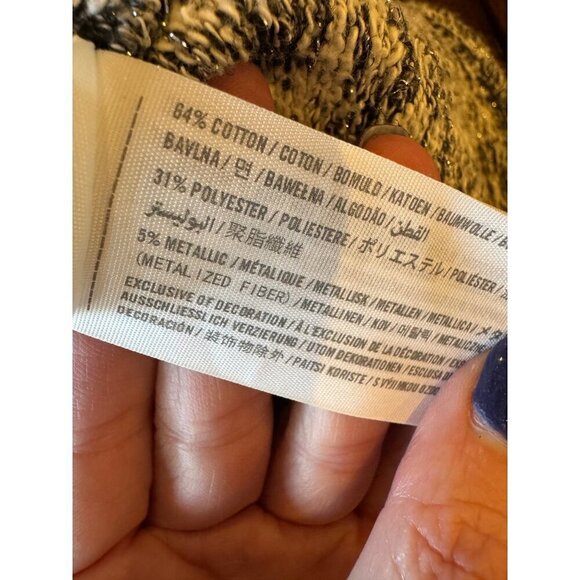 Abercrombie & Fitch Sweater Women Medium Black Knit Metallic Wrap Front Pullover - Picture 9 of 10